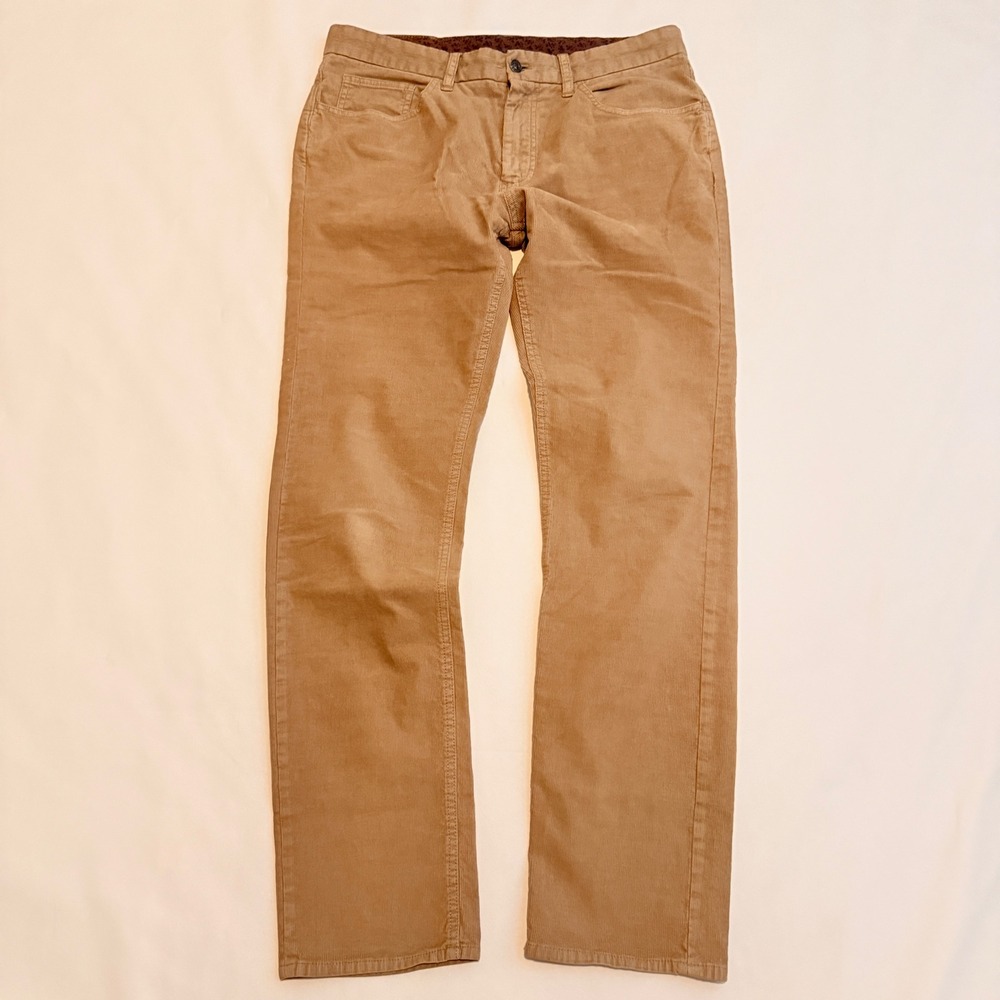 Brooks Brothers Red Fleece Corduroy Pants Mens 34x32 Tan Straight Leg 5-Pocket